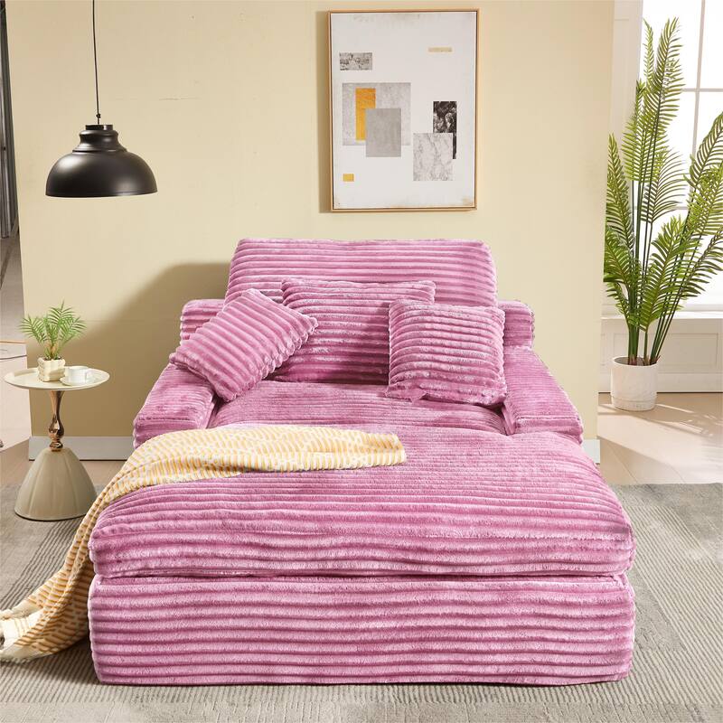 Modern Upholstered Chaise Lounge Sofa for Living Room Office, 75" Oversized Leisure Sofa 2 Seat Sleeper Couch with Pillows