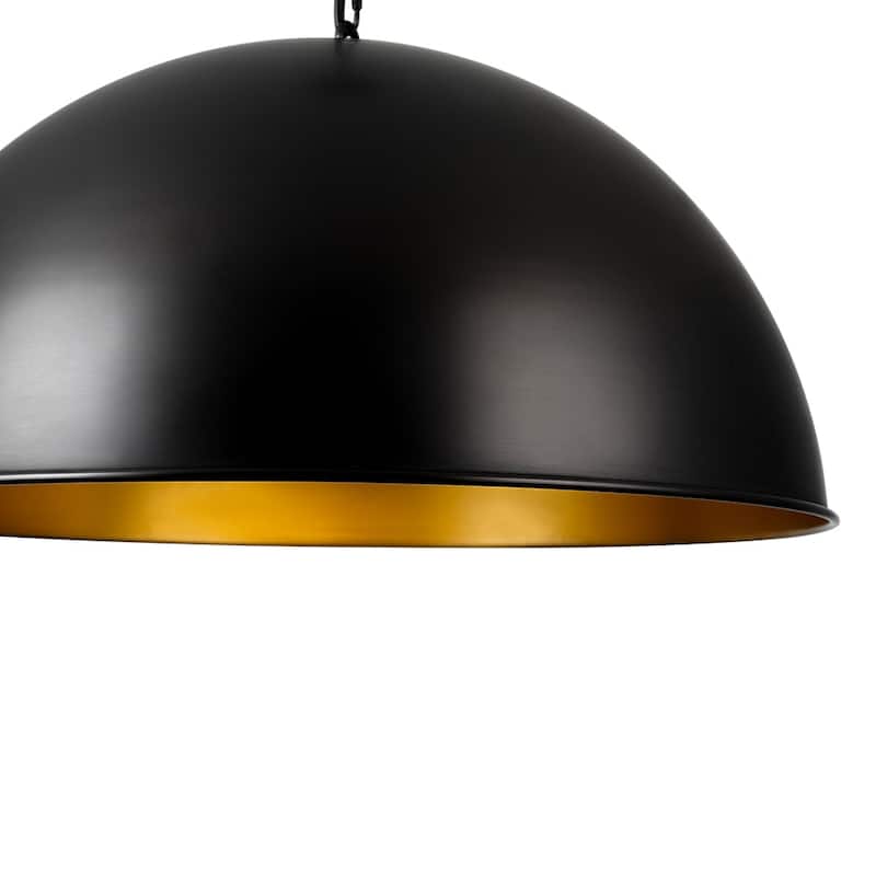 Retro Scandinavian Black Oversized Metal Dome Pendant Light
