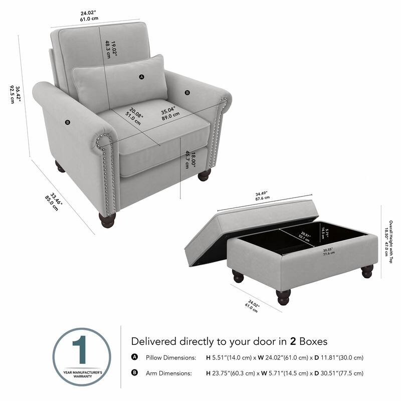 Bush Furniture Coventry Living Room Accent Chair with Ottoman Set