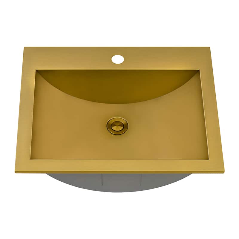Ruvati 21 x 17 inch Brushed Gold Drop-in Topmount Bathroom Sink Polished Stainless Steel - 21 x 17 - 21 x 17