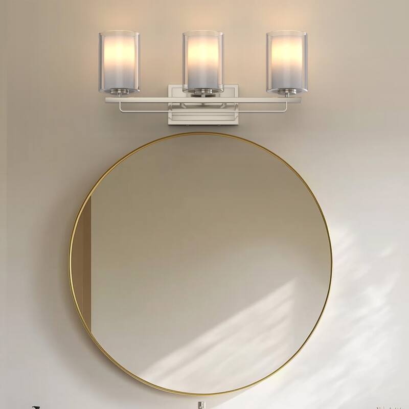 YANSUN 3-Light Wall Sconce Bath Fixture with Clear Glass Shades and Brushed Nickel Finish
