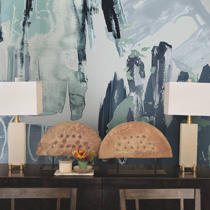 Tamara Day Slate Blue Abstraction Peel and Stick Wallpaper Mural Blue By Roommates Bed Bath