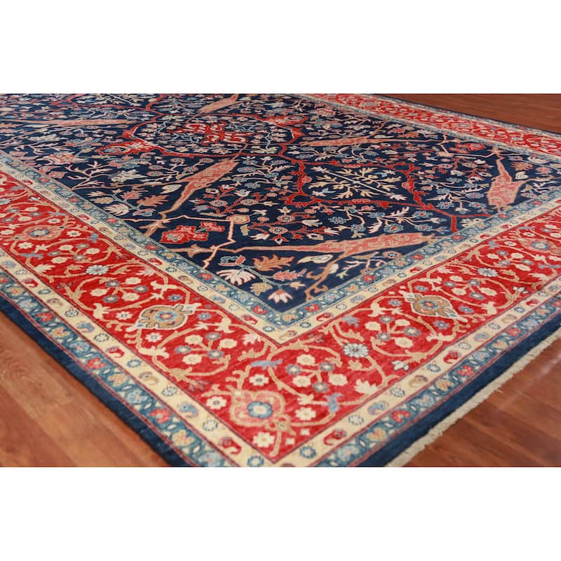 Vegetable Dye Blue Ziegler Oriental Area Rug Handmade Wool Carpet - 9'2"x 12'0" - 9'2"x 12'0" - Blue