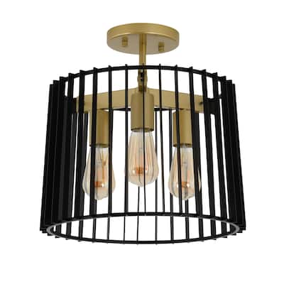 Artika Gatsby Flushmount Ceiling Light, Black and Gold