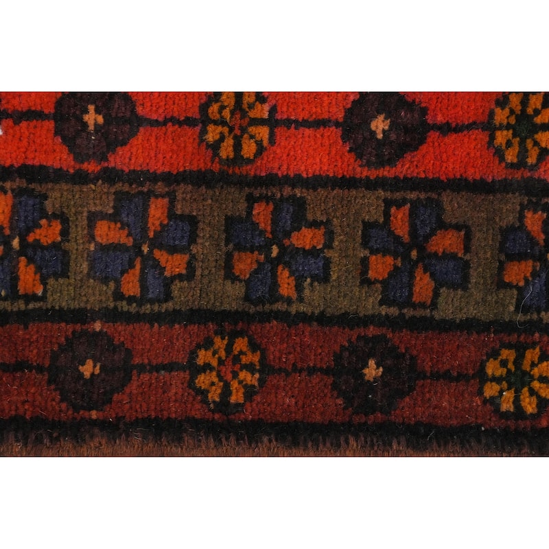 Hand Knotted Oriental 100% Wool Carpet Traditional Geometric Navy Blue & Blues Ardebil Runner Rug - 9' 6'' X 3' 5''