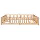 Twin/Full/Queen size Floor Platform Bed with Fence and Door for Kids, Toddlers