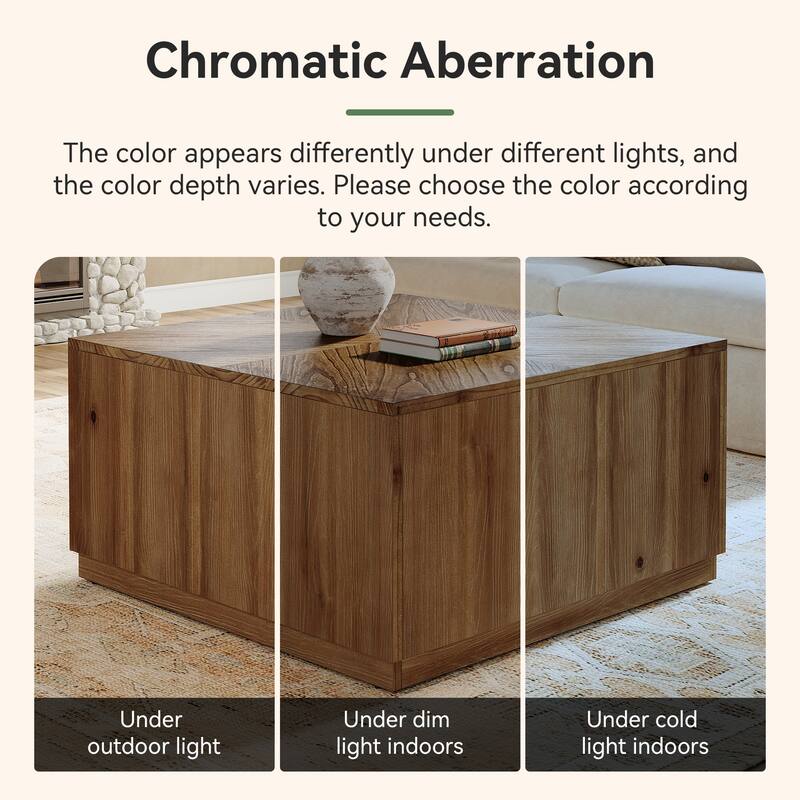 31.5-Inch Square Coffee Table, Farmhouse Solid Wood Cocktail Table