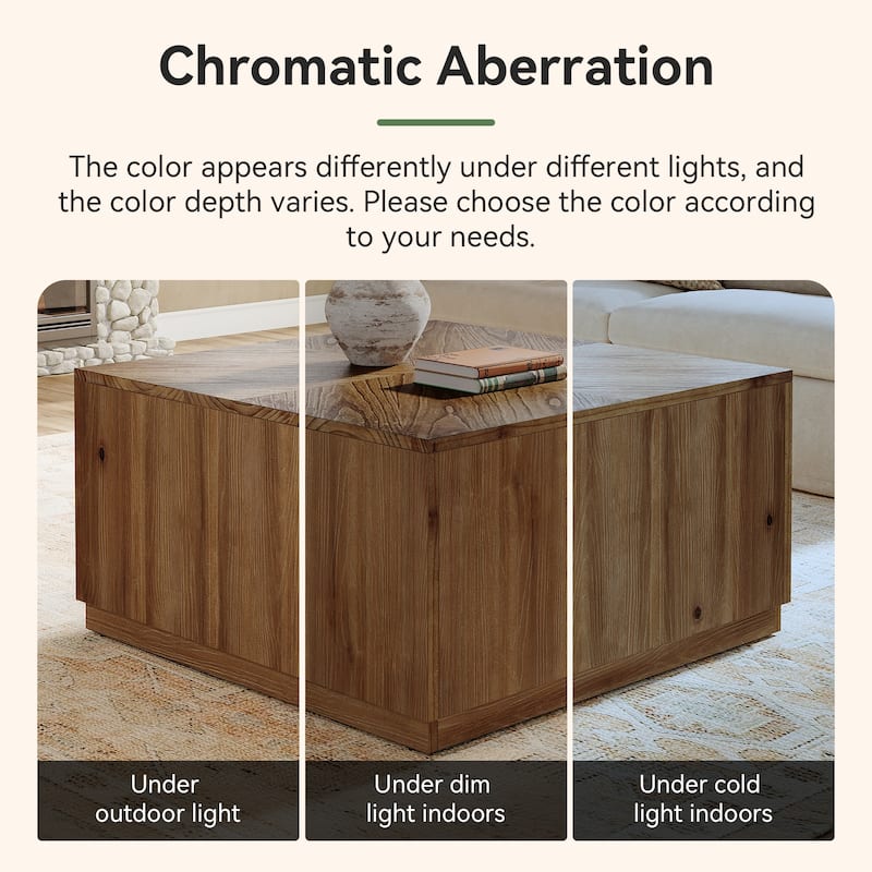 Farmhouse Square Coffee Table, 31.5-Inch Solid WoodCocktail Table