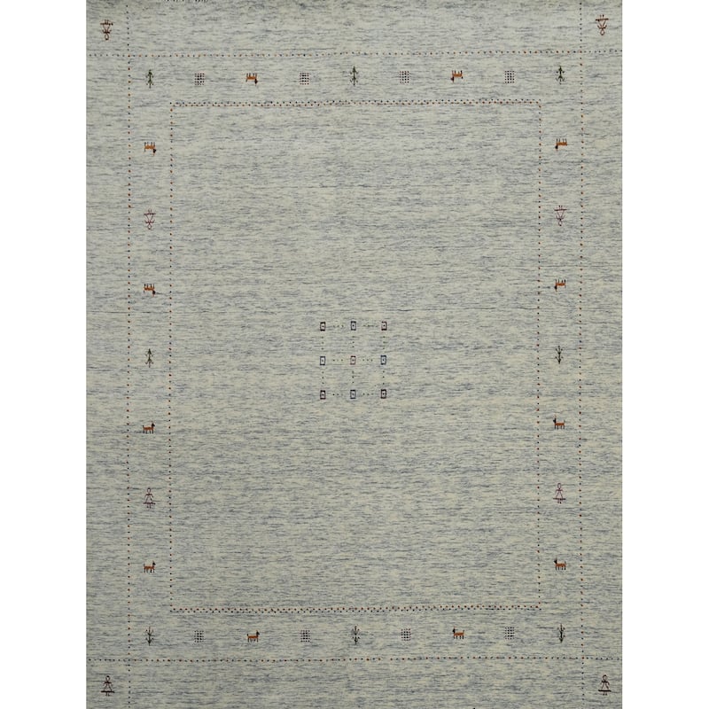 Hand Knotted Oriental 100% Wool Carpet Tribal Animal Pictorial Beige & Ivories Gabbeh Area Rug - 9' 11'' X 8' 3''