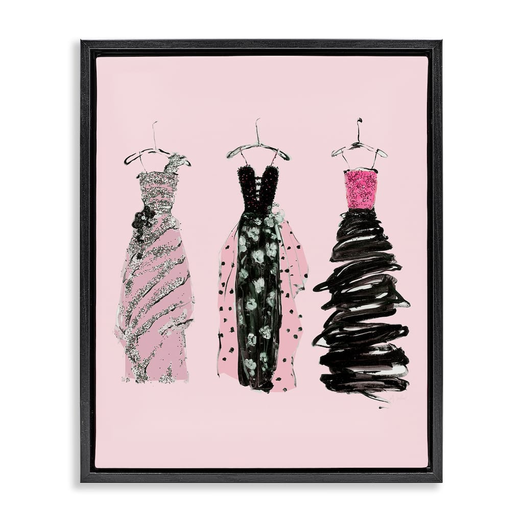 Stupell Abstract Fashion Gowns Framed Floater Canvas Wall Art Design By Sally Swatland