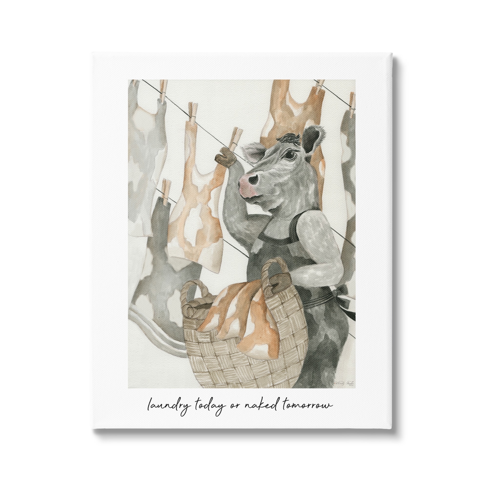 Stupell Funny Cow Laundry Phrase Canvas Wall Art Design by Cindy Jacobs