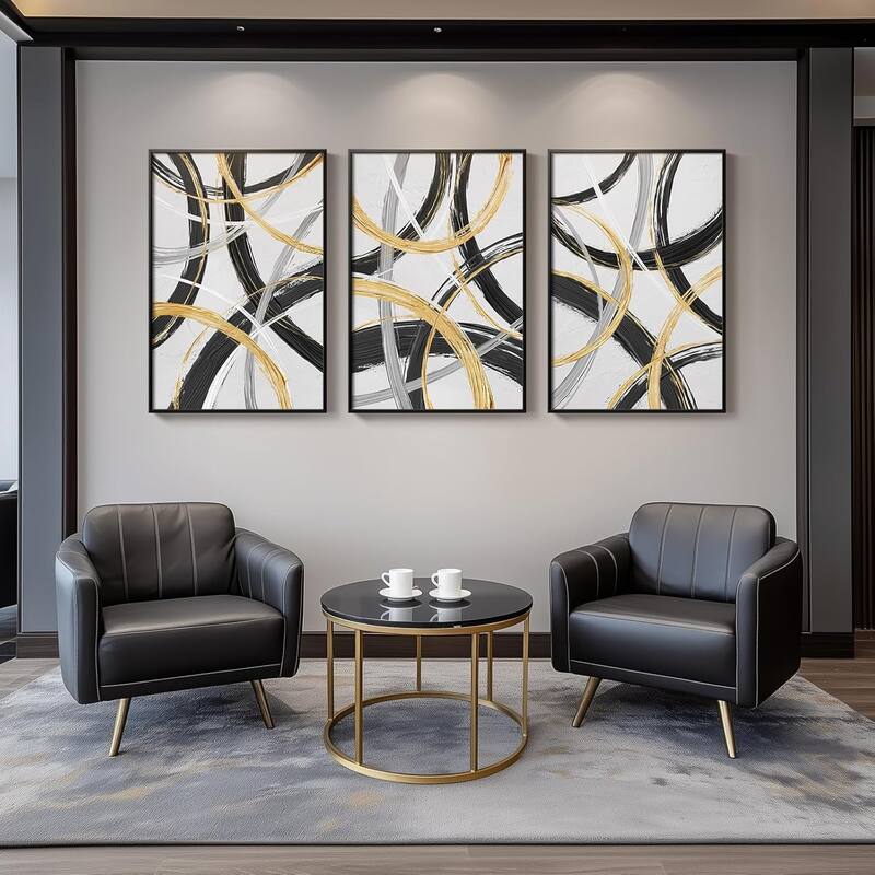 Black & White Abstract Wall Art, 3 Piece Canvas Art Prints