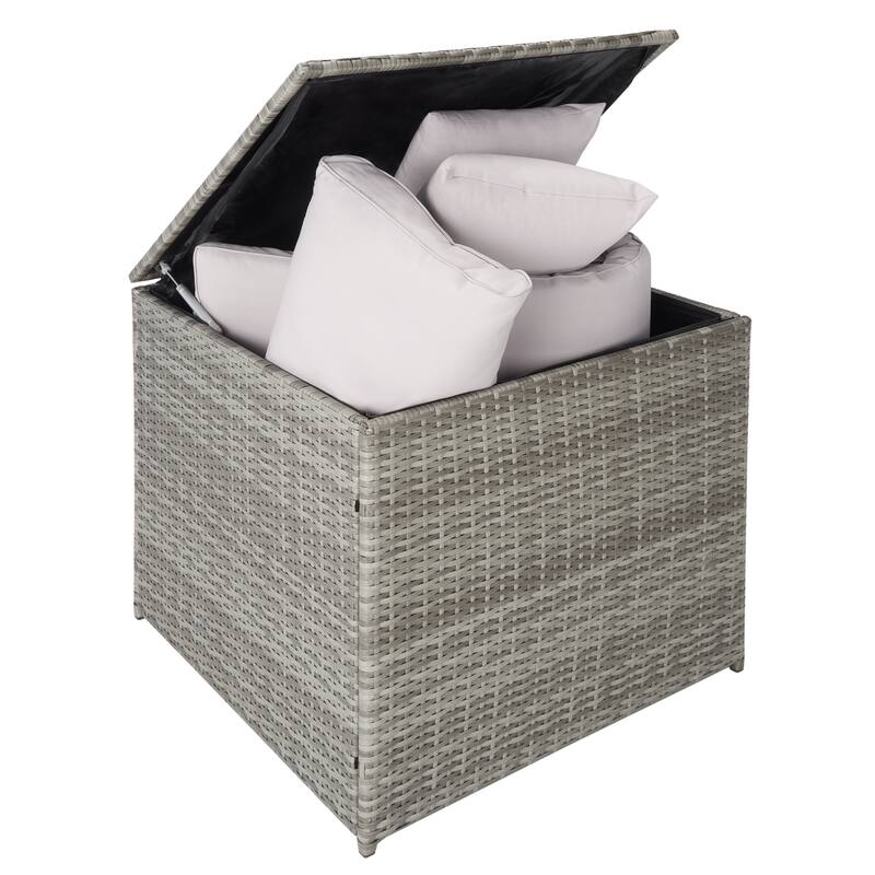 SAFAVIEH Helga Outdoor 4-Piece Conversation Patio Set with Storage - 57"W x 31"D x 26"H