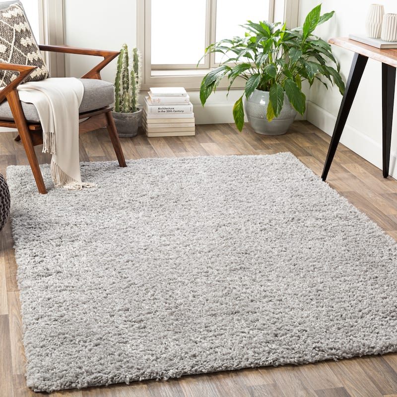 Livabliss Penny Solid Shag Area Rug - 5'3" x 7'3" - Grey