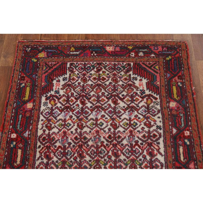 Hamedan Persian Vintage Runner Rug Hallway Hand-knotted Wool Carpet - 2'5"x 6'6"