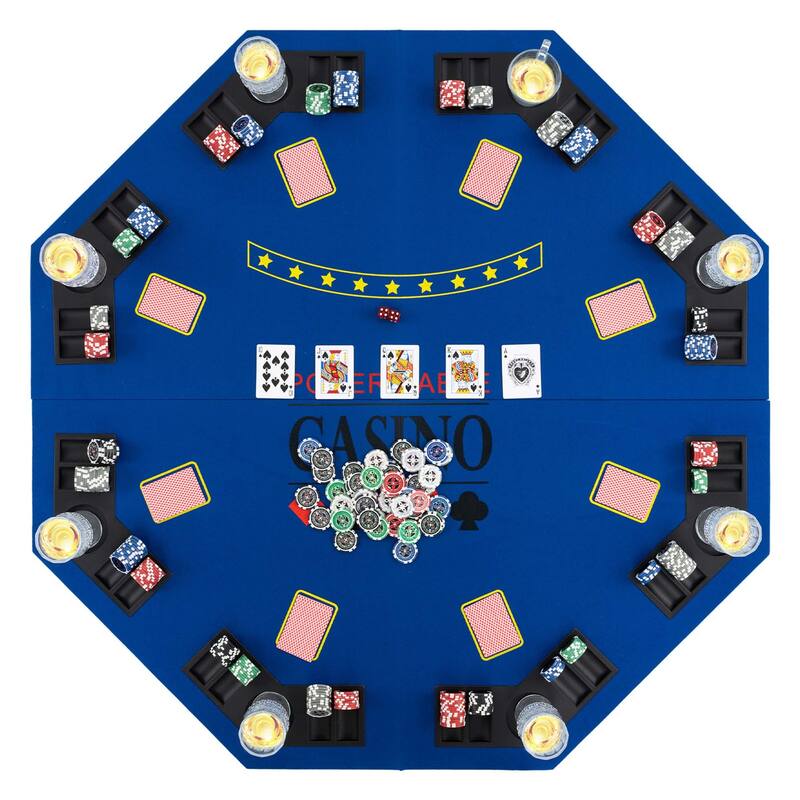 Costway 48" Poker Table Top - 8 Player Foldable Texas Holdem Poker - See Details - Blue