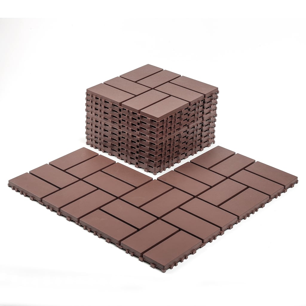 Plastic Interlocking Decking Tiles, 44 Packs Of Terrace Decking Tiles, 12 Inches X 12 Inches Waterproof For All-Weather Use