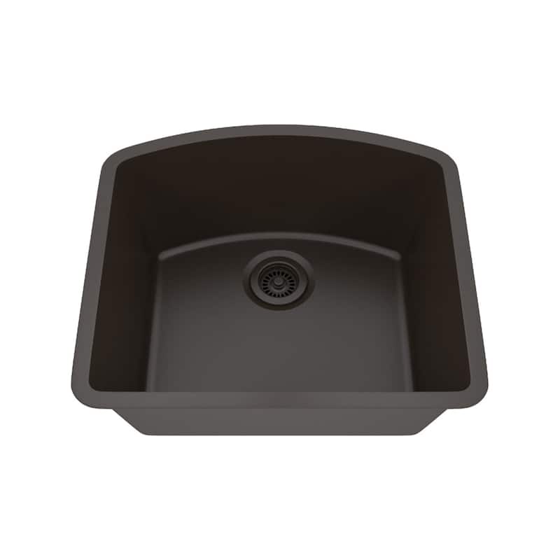 23 Inch Lexicon Platinum Quartz Composite Drop-in Undermount D-Shaped Single Bowl Galaxy Mocha Kitchen Sink LP-2321D-M-SO - Galaxy Mocha