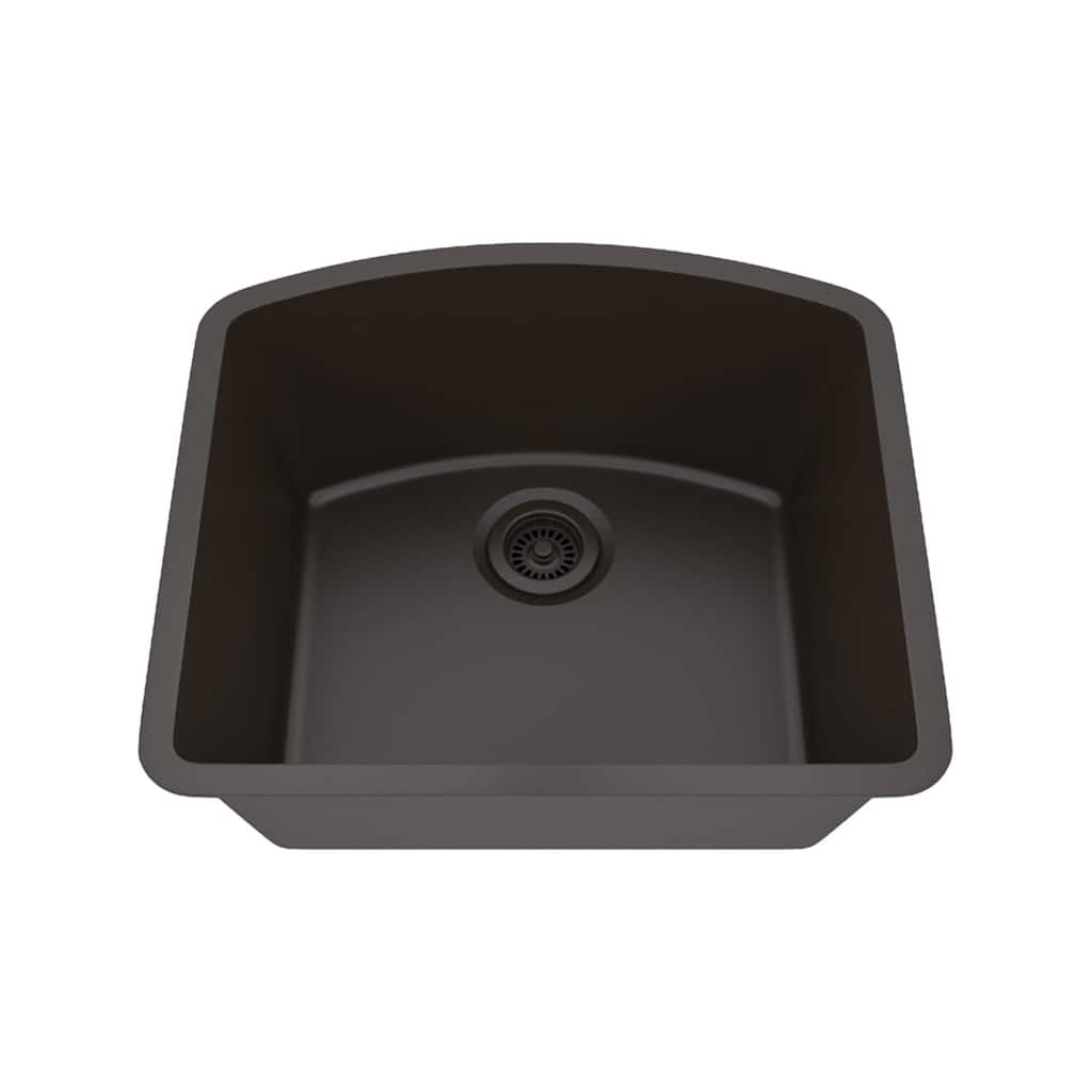 23 Inch Lexicon Platinum Quartz Composite Drop-in Undermount D-Shaped Single Bowl Galaxy Mocha Kitchen Sink LP-2321D-M-SO