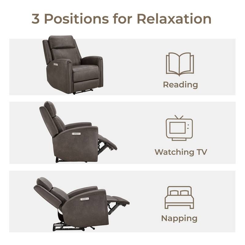 Spruce & Spring Power Recliner Chair Wall Hugger with USB & Type-C Charge