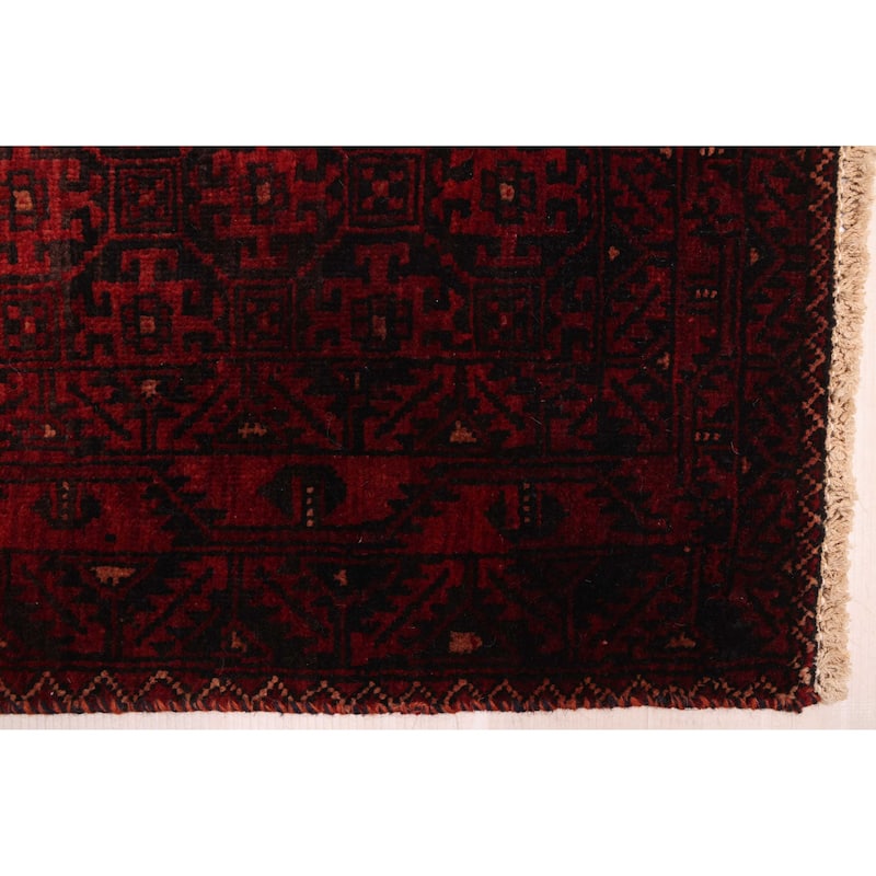 ECARPETGALLERY Hand-knotted Baluch Red Wool Rug - 3'1 x 7'4
