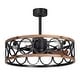 preview thumbnail 42 of 191, 16.5"/18.5"/20"/23.6"/24"/28" Vintage Distressed White Low Profile Caged Ceiling Fan with Light and Remote (7/6/5/3-Blade)