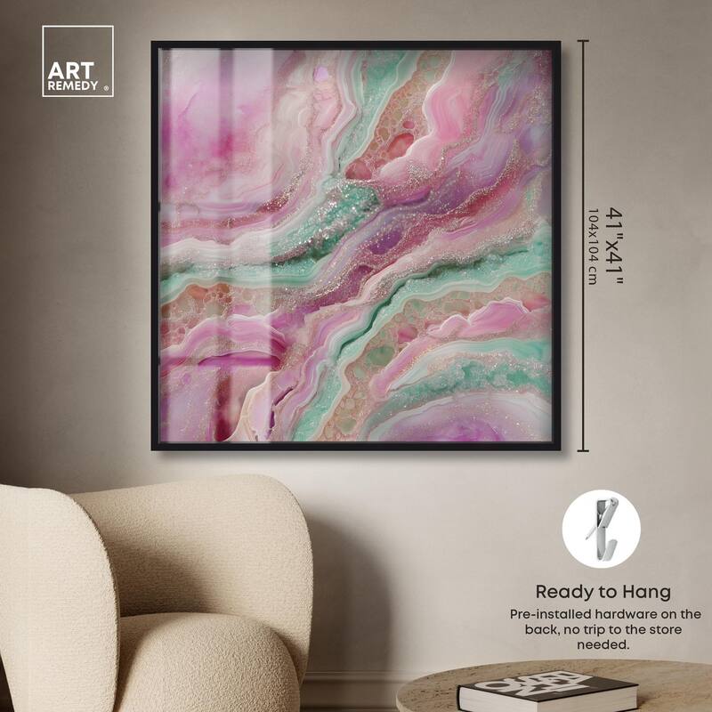 Pink and Mint Crystal IV Shadowbox by Art Remedy