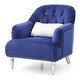 preview thumbnail 3 of 2, Jeweled Tufted Upholstered Velvet Accent Chair with Throw Pillow - 37" - Blue