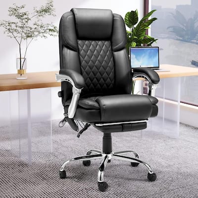 EROMMY Ergonomic Heated Massage Office Chair with Lumbar Support, Reclining Backrest, 2/4/6-Point Massage