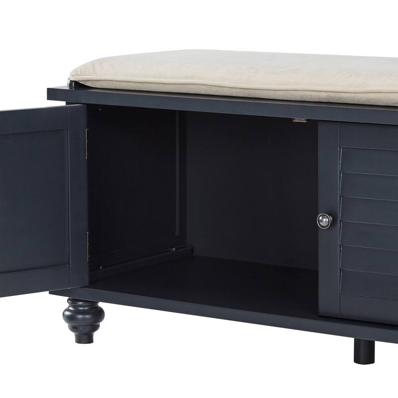 Maybelle Velvet Cushion Shutter Door Storage Bench by iNSPIRE Q Classic