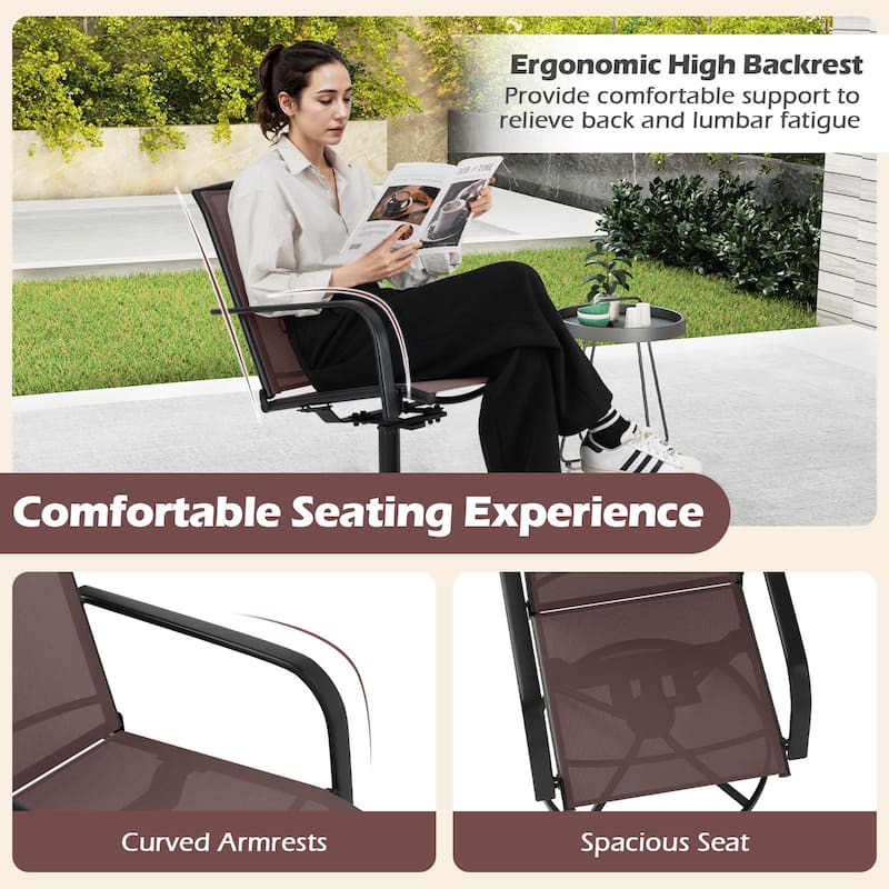 Gymax Patio Swivel Chairs Set of 4 w/ High Back & Round Metal Base for