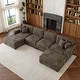 preview thumbnail 7 of 131, Oversized Chenille Modular Sectional Sofa Conversation Set with 2 Ottomans Camel/6 Piece
