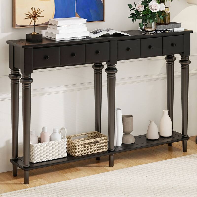 Retro Console Table with Open Shelf for Entryways,Living Rooms,and Hallways