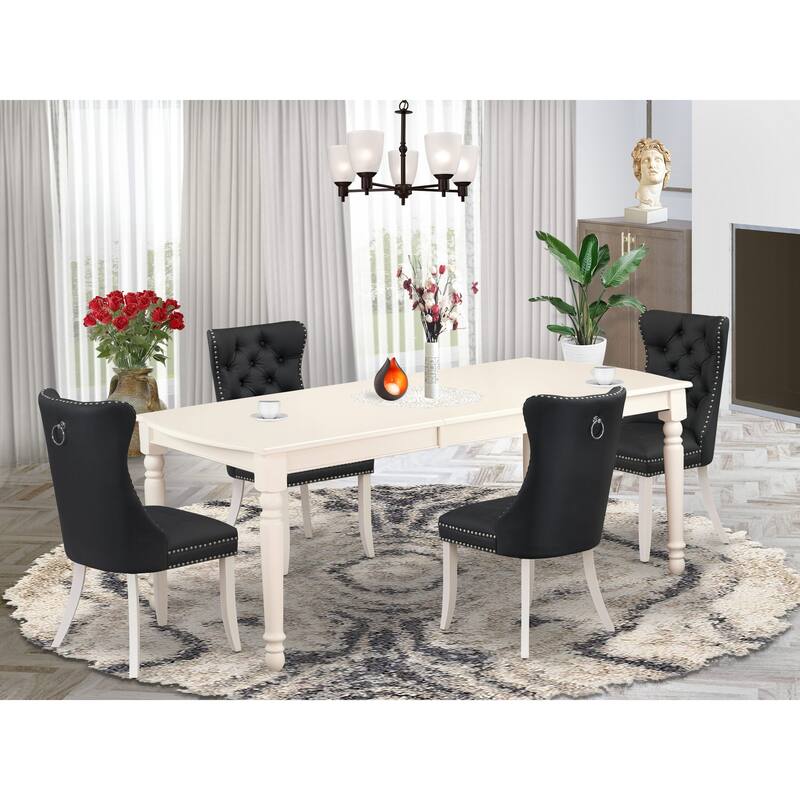 East West Furniture Dining Table Set Consists of a Rectangle Kitchen Table and Chairs, Linen White (Pieces Options) - DODA5-LWH-12