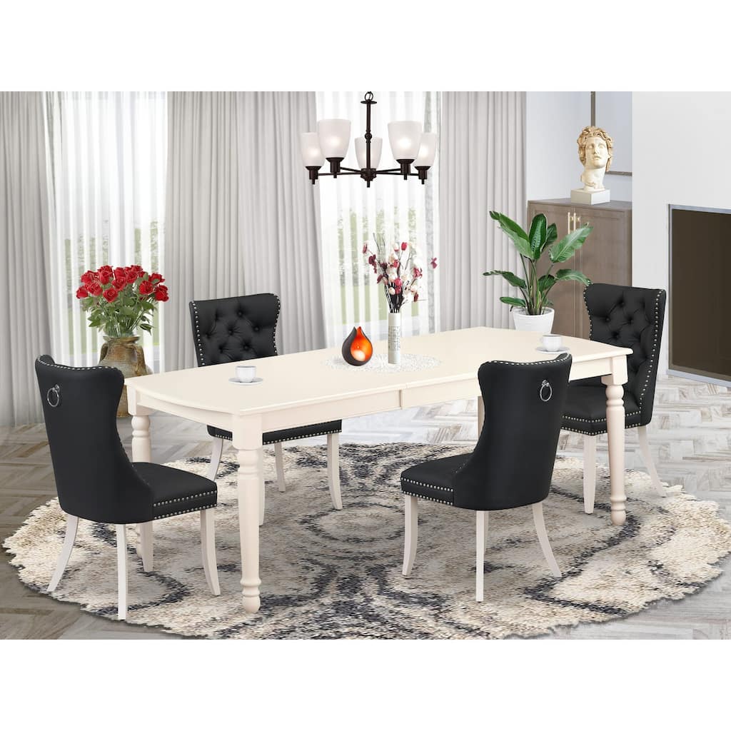 East West Furniture Dining Table Set Consists of a Rectangle Kitchen Table and Chairs, Linen White (Pieces Options)
