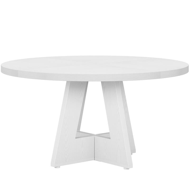 47" Round Farmhouse Dining Table -Wood Kitchen Table for 4, Cross Base Wooden Dinner Table for Dining Room, Breakfast Nook