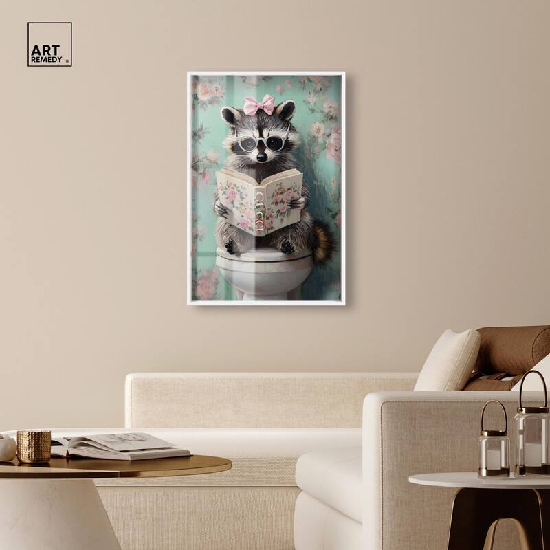 Petite Floral Toilet Raccoon Shadowbox by Art Remedy