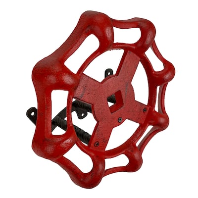 Faucet Spigot Hose Holder - Red Cast Iron - Rustic Outdoor Decor, - 11 X 11.25 X 6.5 inches