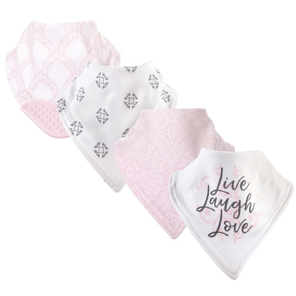 slide 1 of 1, Yoga Sprout Baby Girl Cotton Bandana Bibs 4pk, Scroll, One Size - Scroll - One Size One Size - Scroll