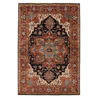 ECARPETGALLERY Hand-knotted Jules Sultane Dark Navy Wool Rug - 5'10 x 8'11