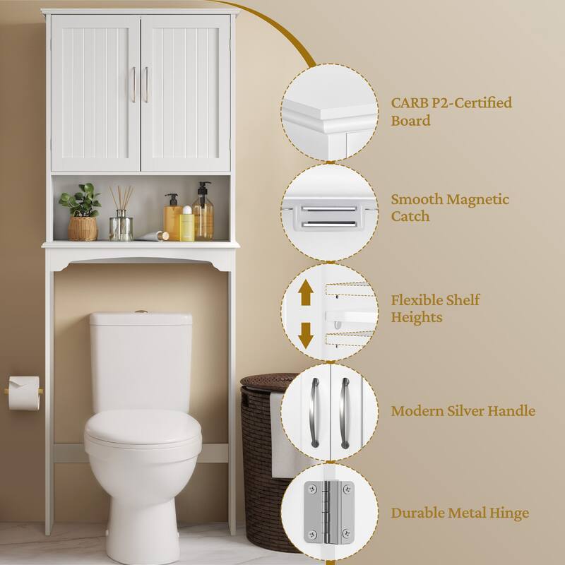 Yaheetech Bathroom Space Saving Organizer Over-the -Toilet with Adjustable Shelf for Bathroom