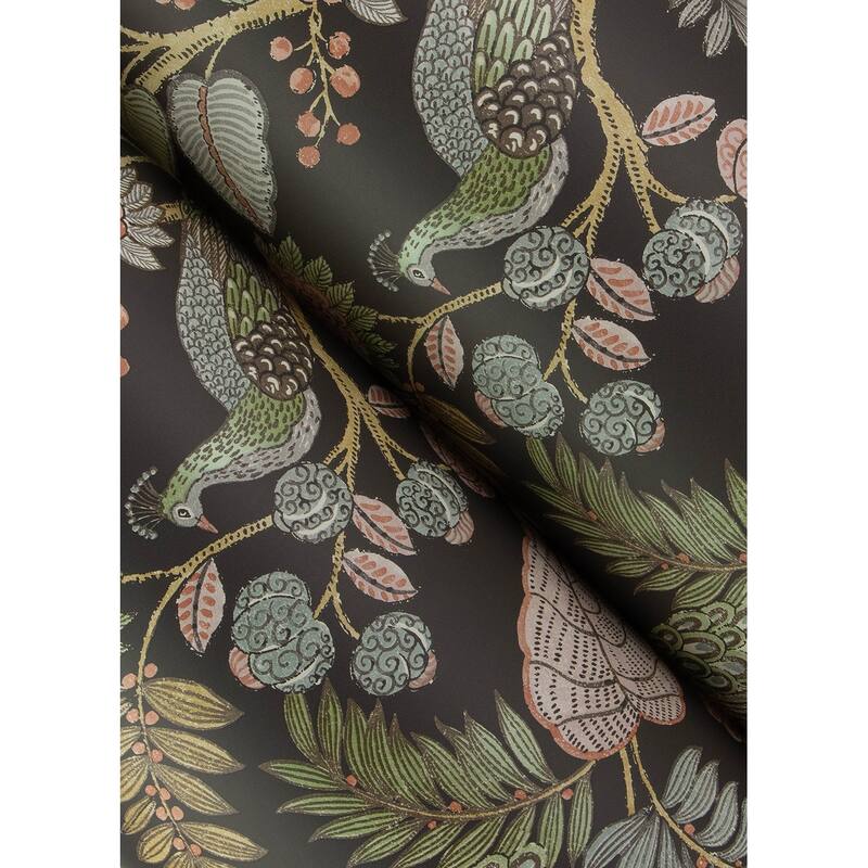 Chris Loves Julia x A-Street Prints Geneva Chocolate Peacock Paradise Wallpaper