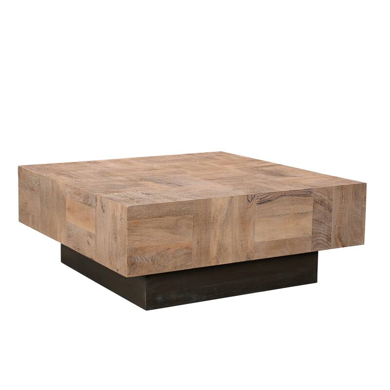HomeRoots 40" Brown And Black Solid Wood Square Coffee Table - 40