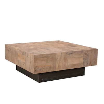 HomeRoots 40" Brown And Black Solid Wood Square Coffee Table - 40