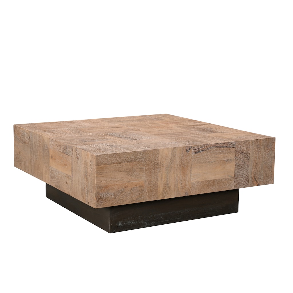 HomeRoots 40" Brown And Black Solid Wood Square Coffee Table - 40