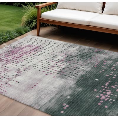 HomeRoots Geometric Transitional Rectangle Outdoor Rug