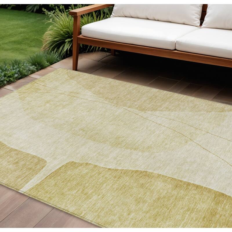HomeRoots Abstract Transitional Rectangle Outdoor Rug - 10' X 14'