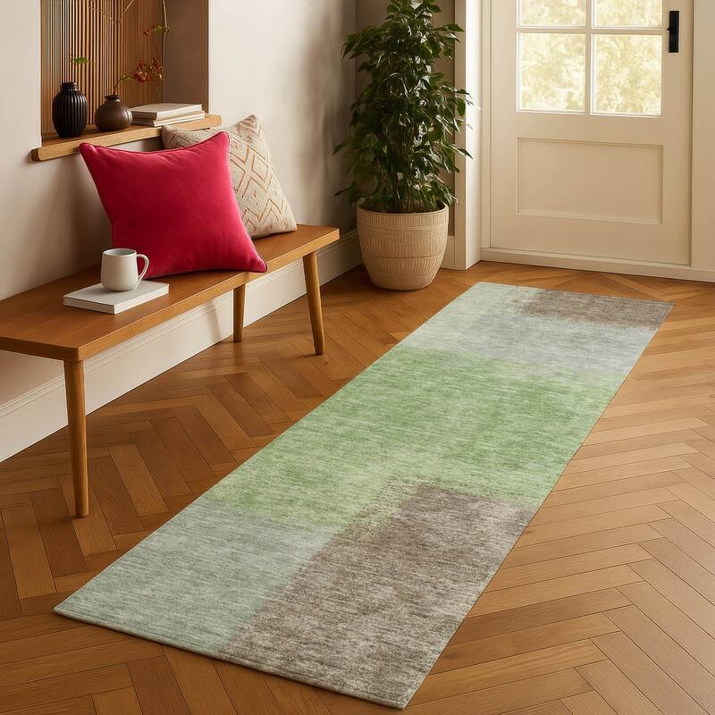 Machine Washable Indoor/ Outdoor Solid Contemporary Chantille Rug
