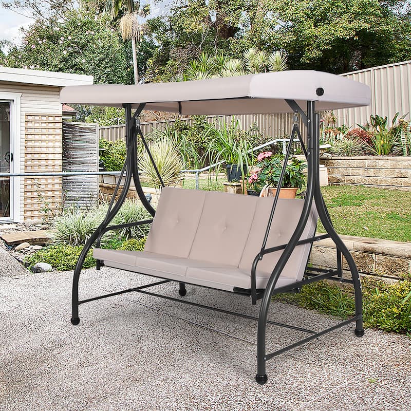 Patio Porch Garden Swing Converting Outdoor Swing with Cushion Seat
