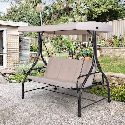 Patio Porch Garden Swing Converting Outdoor Swing with Cushion Seat